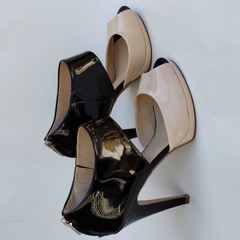 Nine West Nude and Black Heels. Size 8